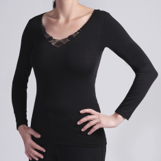 Maillot de corps manches longues Femme coton/laine