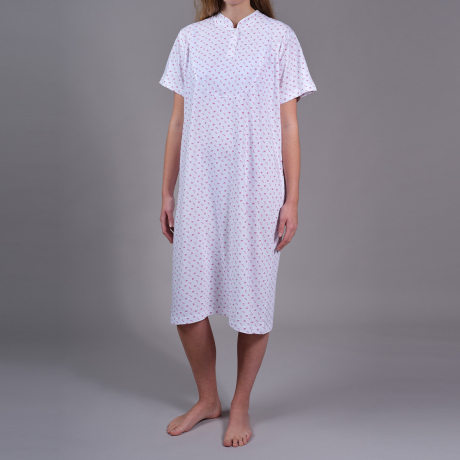 Chemise de nuit manches courtes ouverture dos Rose imprimé raisin 01