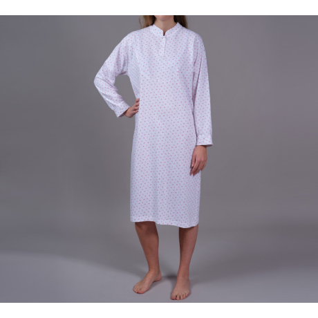 Chemise de nuit manches longues ouverture dos Rose imprimé raisin 01