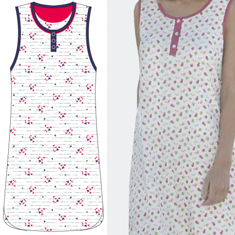Liquette de nuit Femme sans manches rayure Marine 02