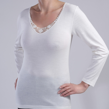 Maillot de corps Femme Manches Longues Double Face naturel 31