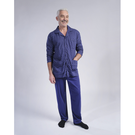 Pyjama Homme Manches longues imprimé shadow Marine 02