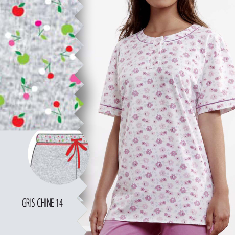 Pyjashort Manches Courtes imprimé Naif gris chiné 14